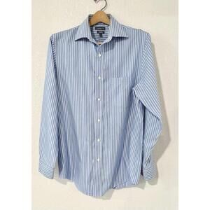 Croft & Barrow Men's Classic Fit Non-Iron Cotton Blue & White Stripes 15 32/33